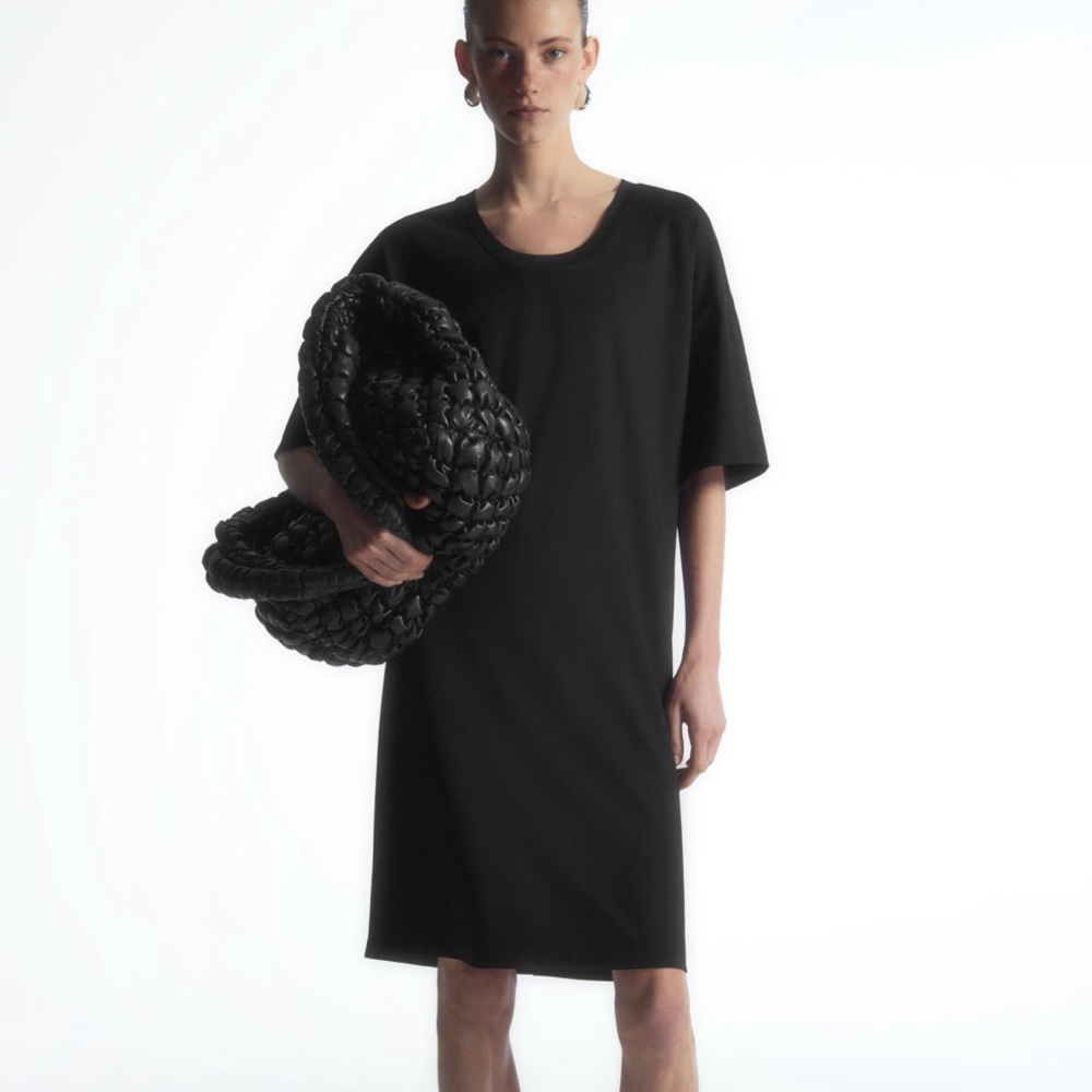 NWOT COS draped mini t-shirt dress, size XS.